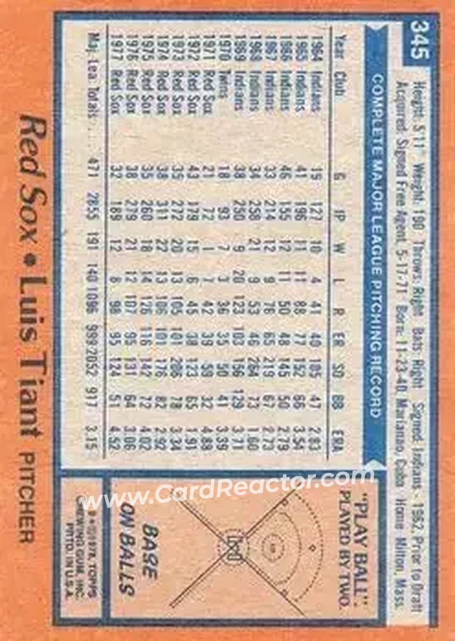 Back of Luis Tiant