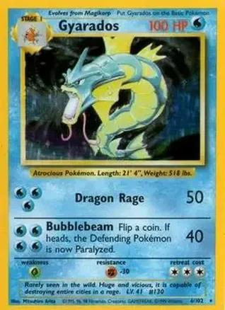 1999 Pokemon Base Set #6/102 - Gyarados
