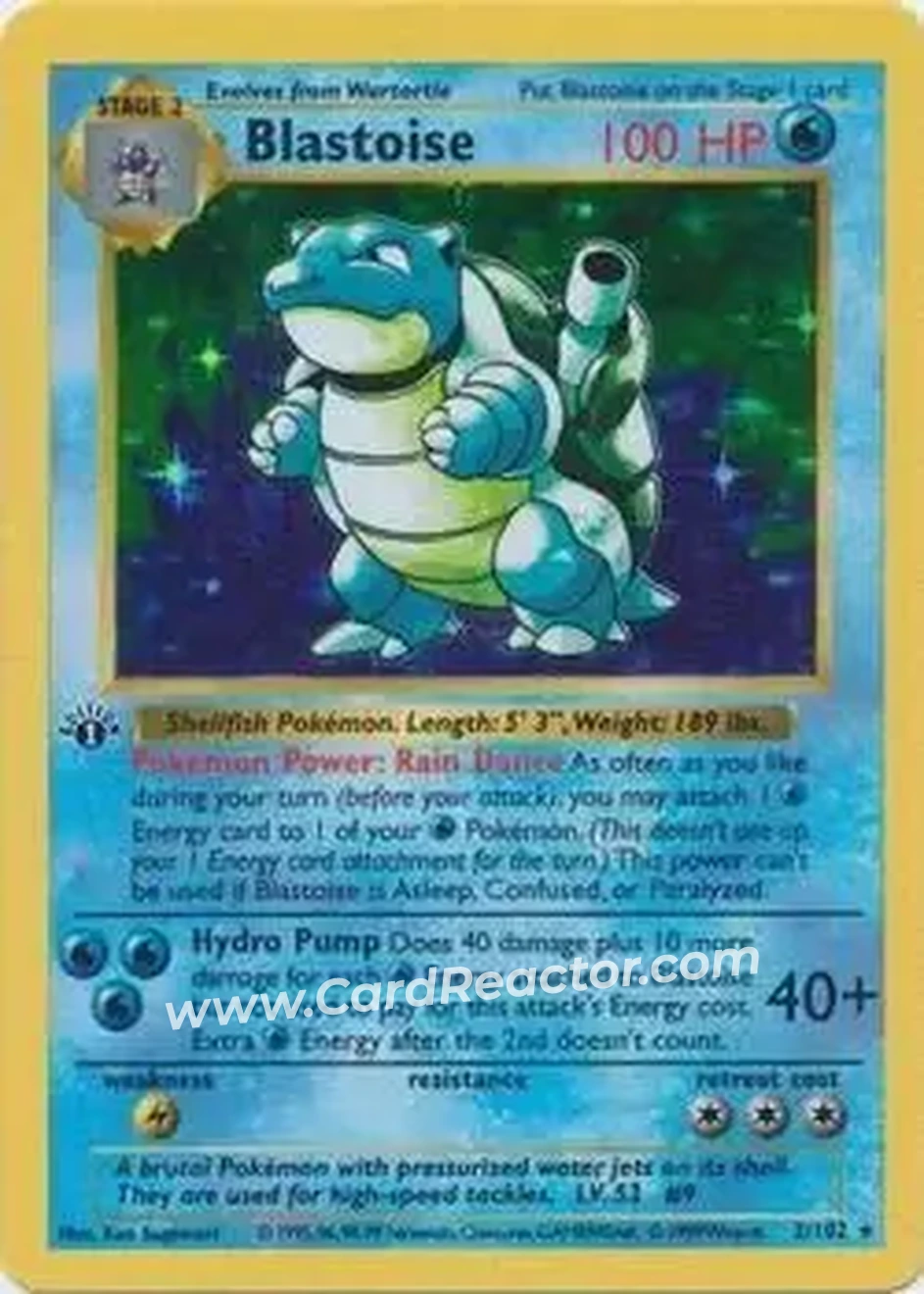 1999 Pokemon Base Set 1st Edition #2/102 - Blastoise