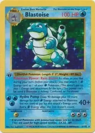 1999 Pokemon Base Set 1st Edition #2/102 - Blastoise