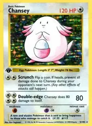 1999 Pokemon Base Set 1st Edition #3/102 - Chansey