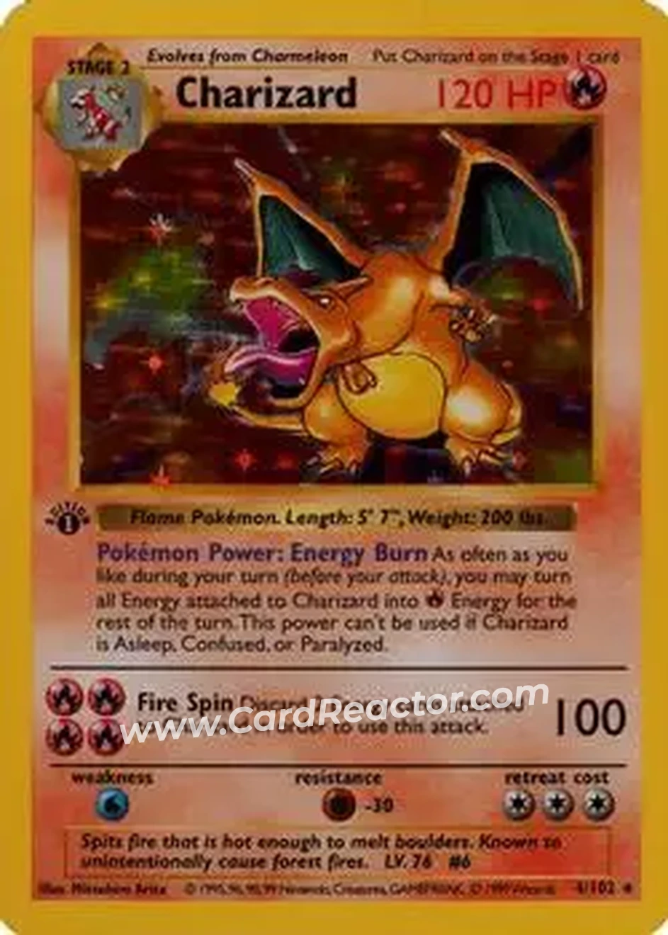 1999 Pokemon Base Set 1st Edition #4/102 - Charizard