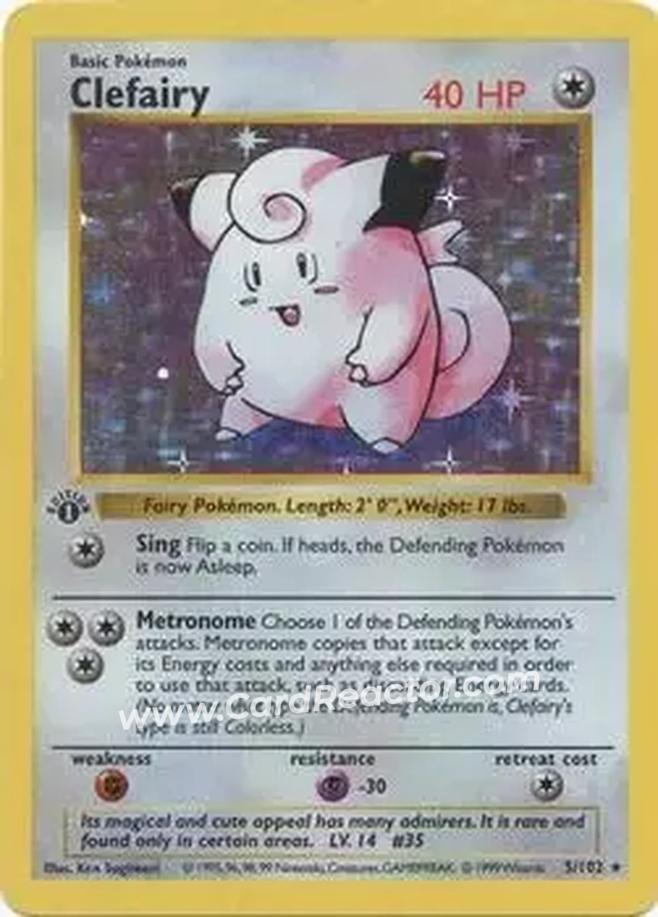 1999 Pokemon Base Set 1st Edition #5/102 - Clefairy