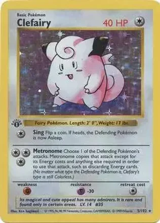 1999 Pokemon Base Set 1st Edition #5/102 - Clefairy