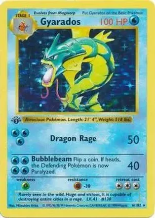1999 Pokemon Base Set 1st Edition #6/102 - Gyarados