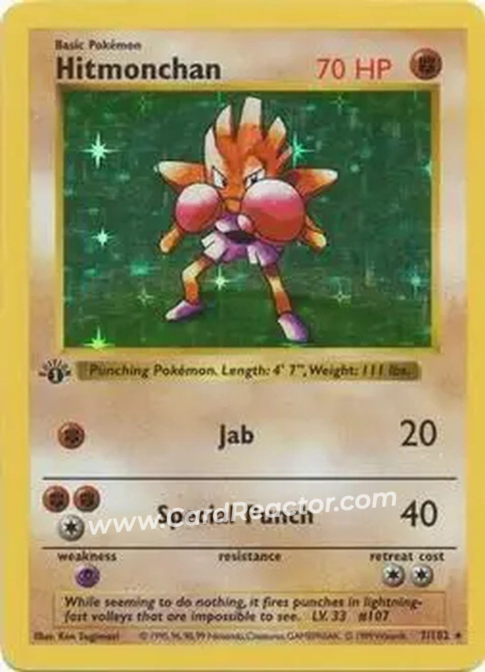 1999 Pokemon Base Set 1st Edition #7/102 - Hitmonchan