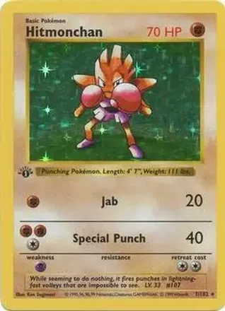 1999 Pokemon Base Set 1st Edition #7/102 - Hitmonchan