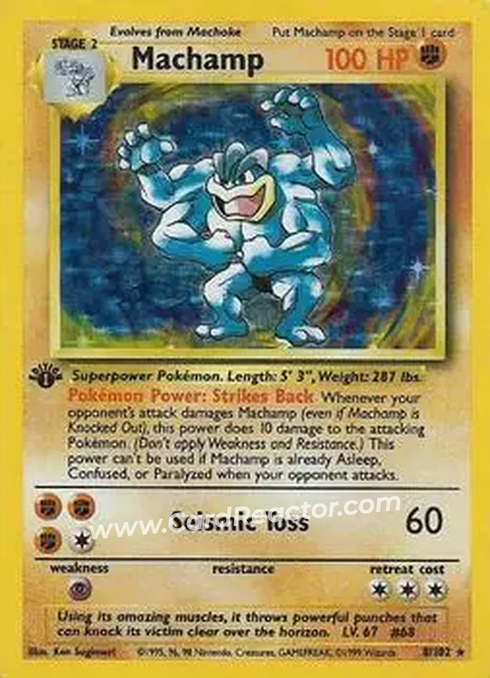 1999 Pokemon Base Set 1st Edition #8/102 - Machamp 1999 Pokemon Base Set 1st Edition #8/102 - Machamp