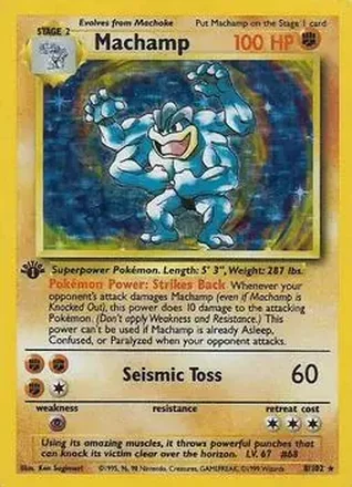 1999 Pokemon Base Set 1st Edition #8/102 - Machamp