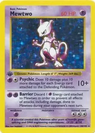 1999 Pokemon Base Set 1st Edition #10/102 - Mewtwo