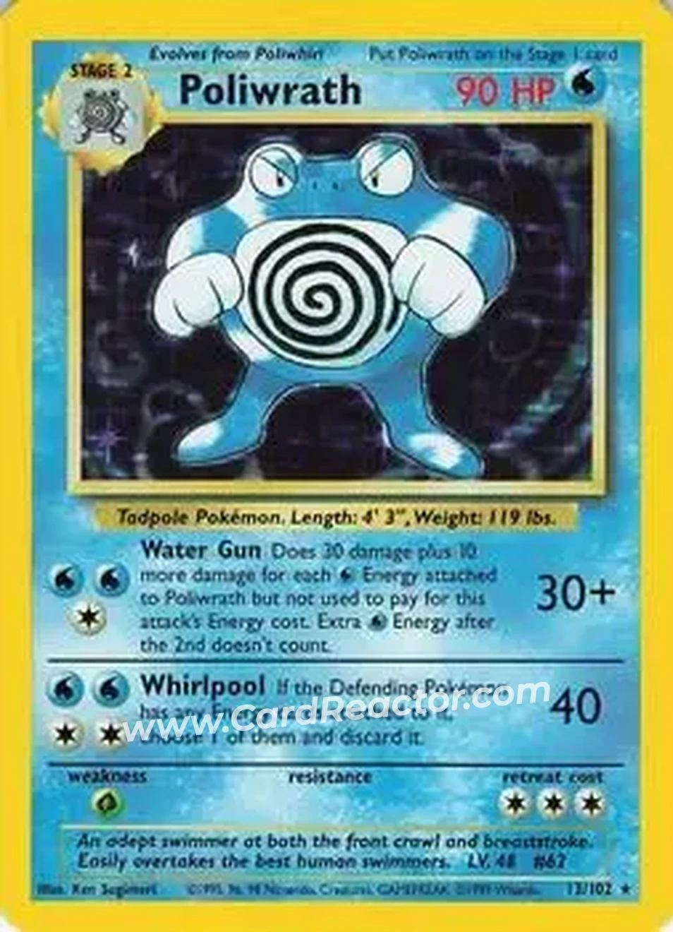 1999 Pokemon Base Set #13/102 - Poliwrath 1999 Pokemon Base Set #13/102 - Poliwrath