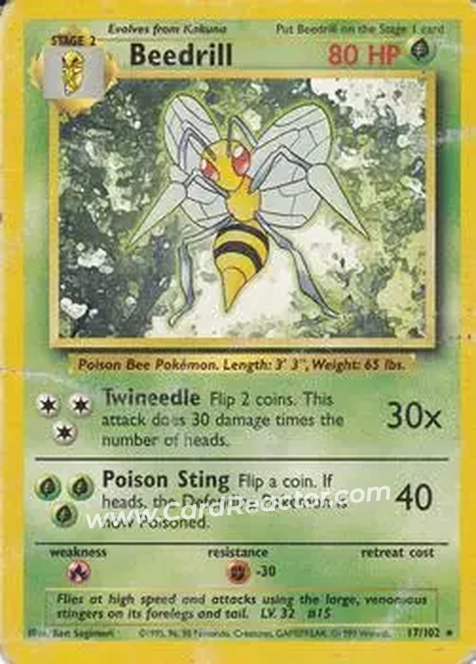 1999 Pokemon Base Set #17/102 - Beedrill