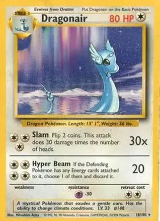 1999 Pokemon Base Set #18/102 - Dragonair