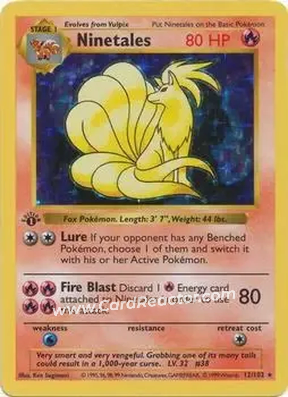 1999 Pokemon Base Set 1st Edition #12/102 - Ninetales
