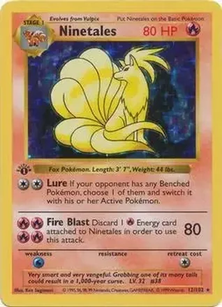 1999 Pokemon Base Set 1st Edition #12/102 - Ninetales