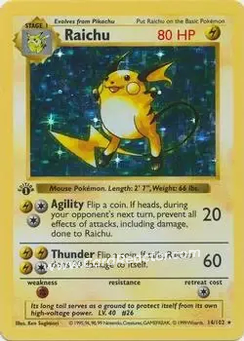 1999 Pokemon Base Set 1st Edition #14/102 - Raichu
