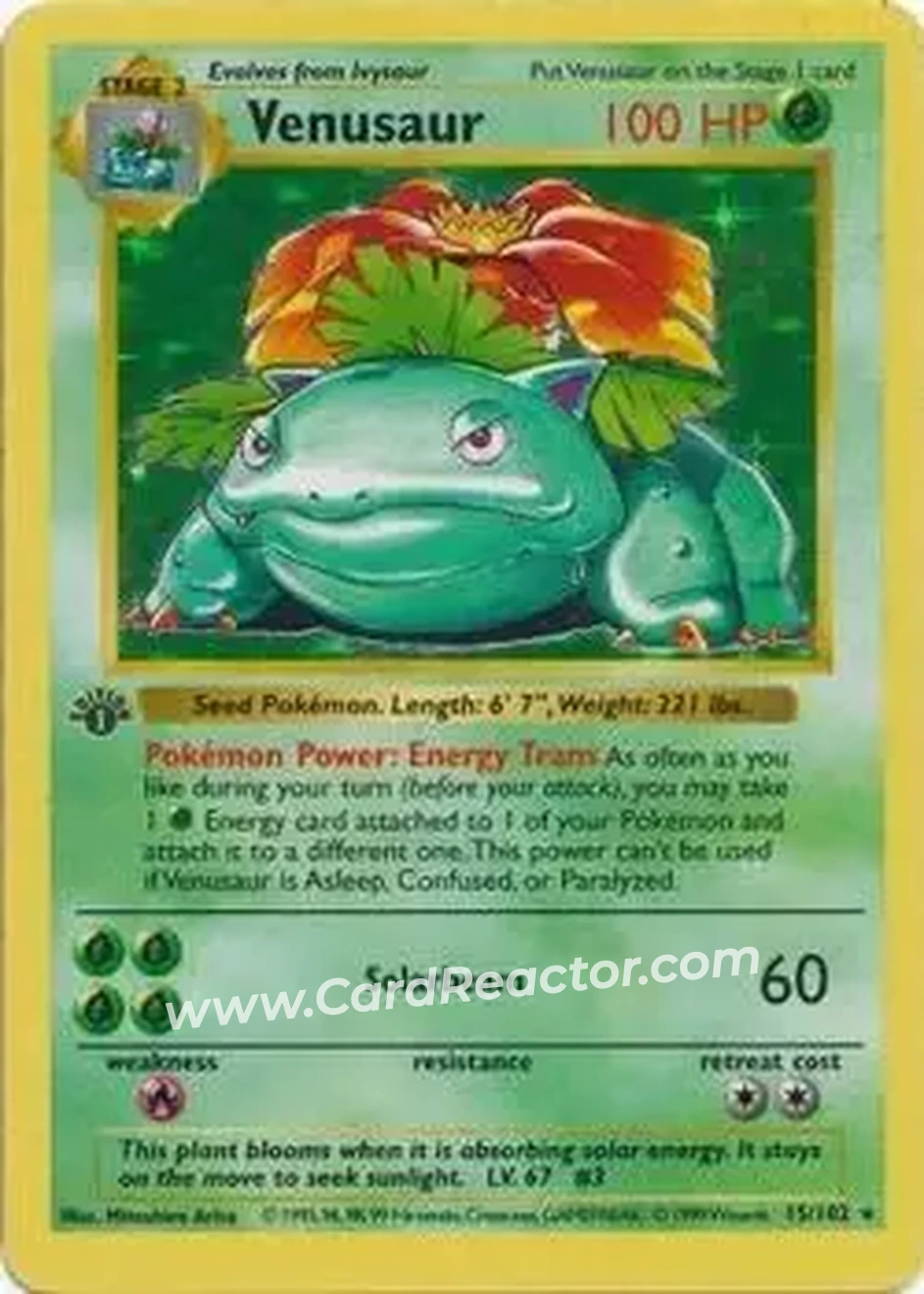 1999 Pokemon Base Set 1st Edition #15/102 - Venusaur