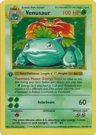 1999 Pokemon Base Set 1st Edition #15/102 - Venusaur