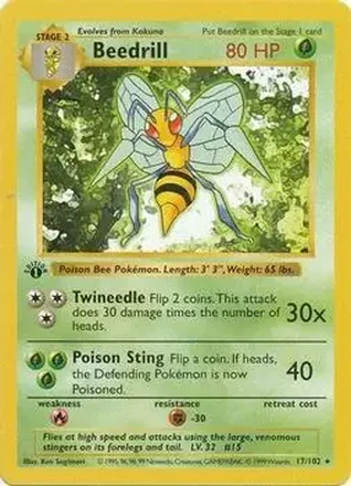 1999 Pokemon Base Set 1st Edition #17/102 - Beedrill