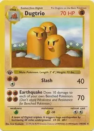 1999 Pokemon Base Set 1st Edition #19/102 - Dugtrio