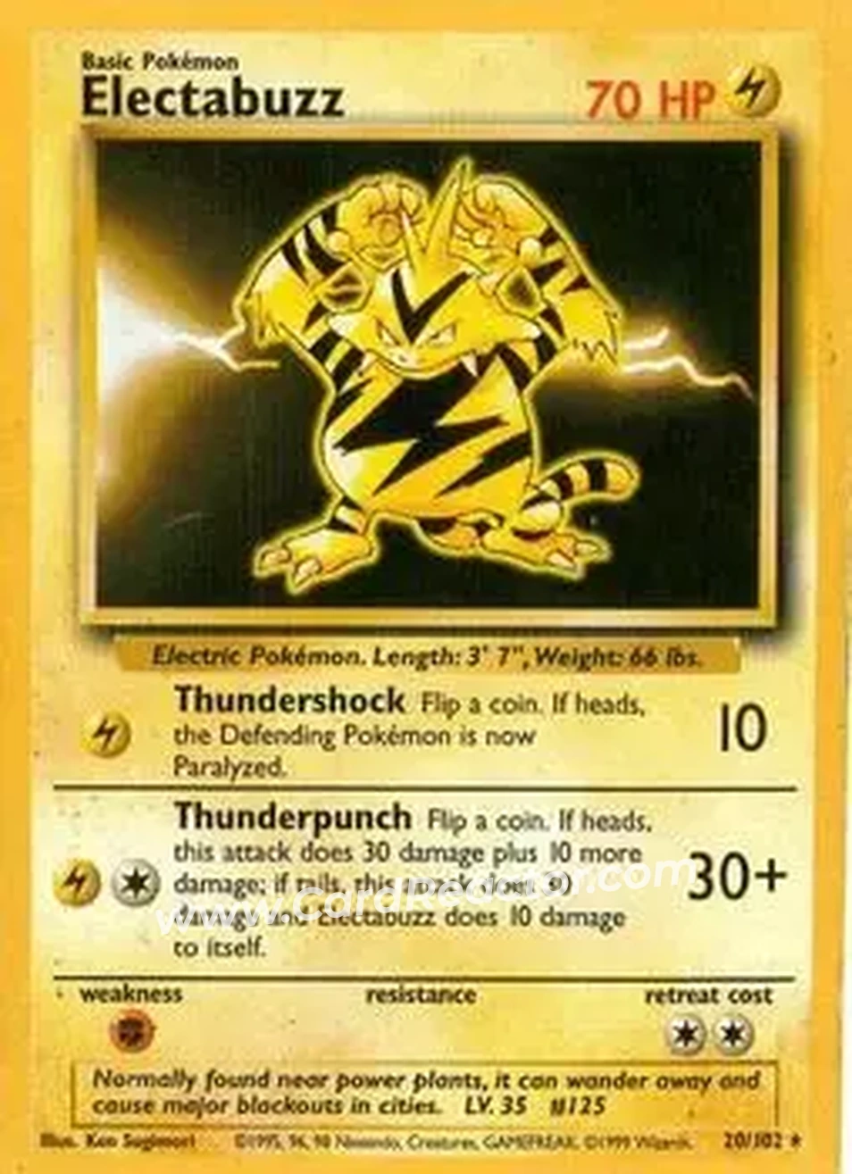 1999 Pokemon Base Set #20/102 - Electabuzz 1999 Pokemon Base Set #20/102 - Electabuzz