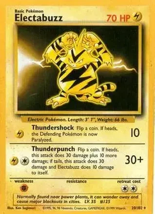 1999 Pokemon Base Set #20/102 - Electabuzz