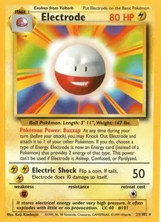 1999 Pokemon Base Set #21/102 - Electrode