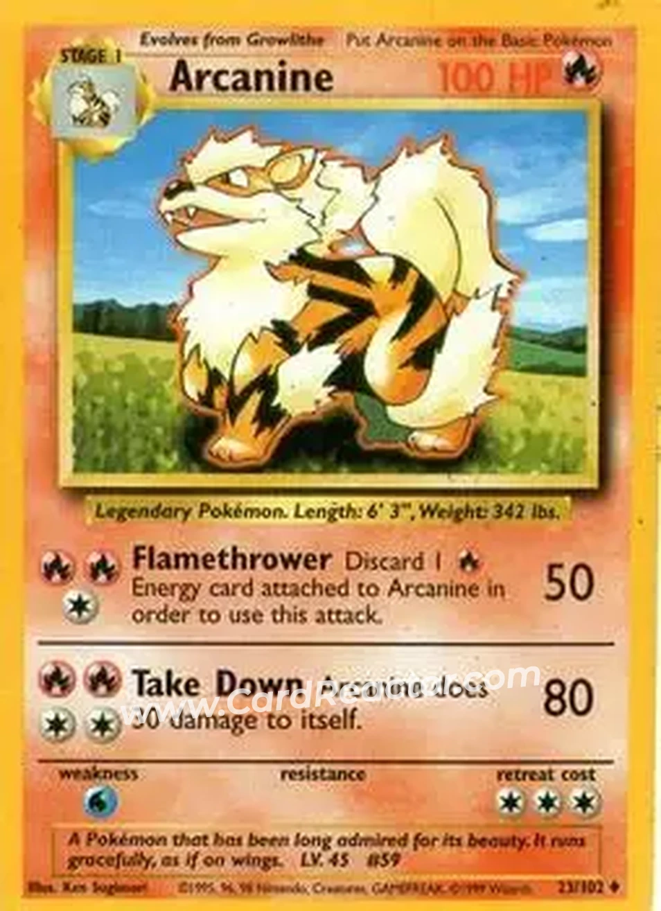 1999 Pokemon Base Set #23/102 - Arcanine