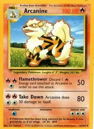 1999 Pokemon Base Set #23/102 - Arcanine