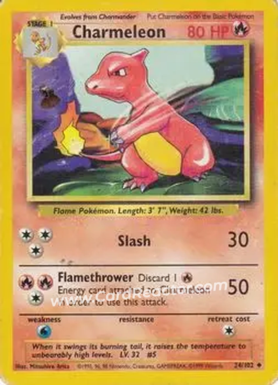 1999 Pokemon Base Set #24/102 - Charmeleon