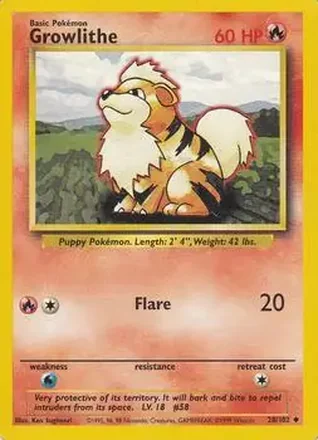 1999 Pokemon Base Set #28/102 - Growlithe