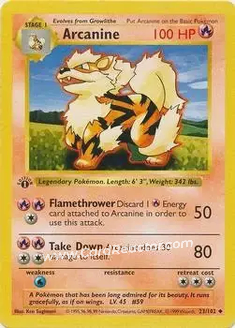 1999 Pokemon Base Set 1st Edition #23/102 - Arcanine