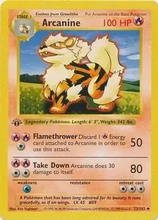 1999 Pokemon Base Set 1st Edition #23/102 - Arcanine
