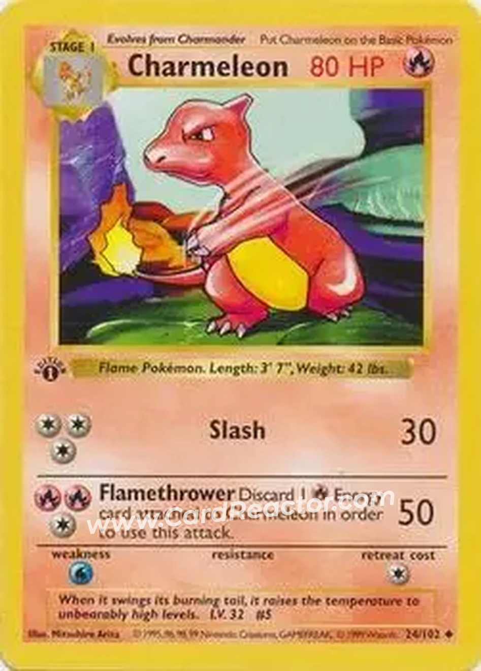 1999 Pokemon Base Set 1st Edition #24/102 - Charmeleon