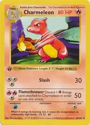 1999 Pokemon Base Set 1st Edition #24/102 - Charmeleon