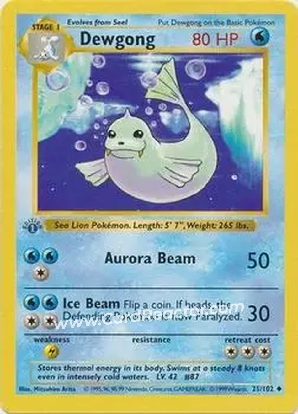 1999 Pokemon Base Set 1st Edition #25/102 - Dewgong