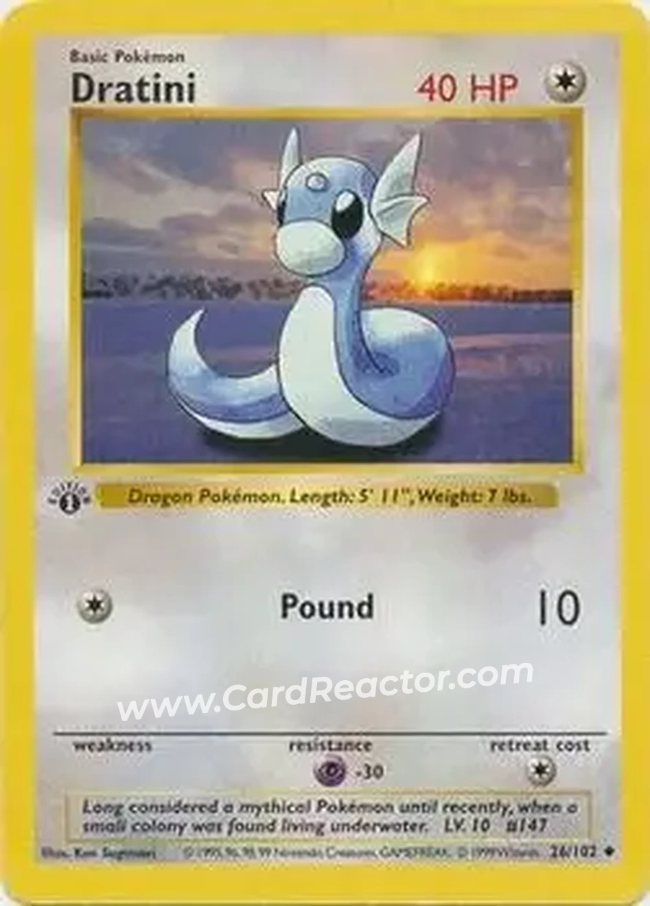 1999 Pokemon Base Set 1st Edition #26/102 - Dratini