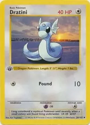 1999 Pokemon Base Set 1st Edition #26/102 - Dratini