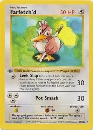 1999 Pokemon Base Set 1st Edition #27/102 - Farfetch'd