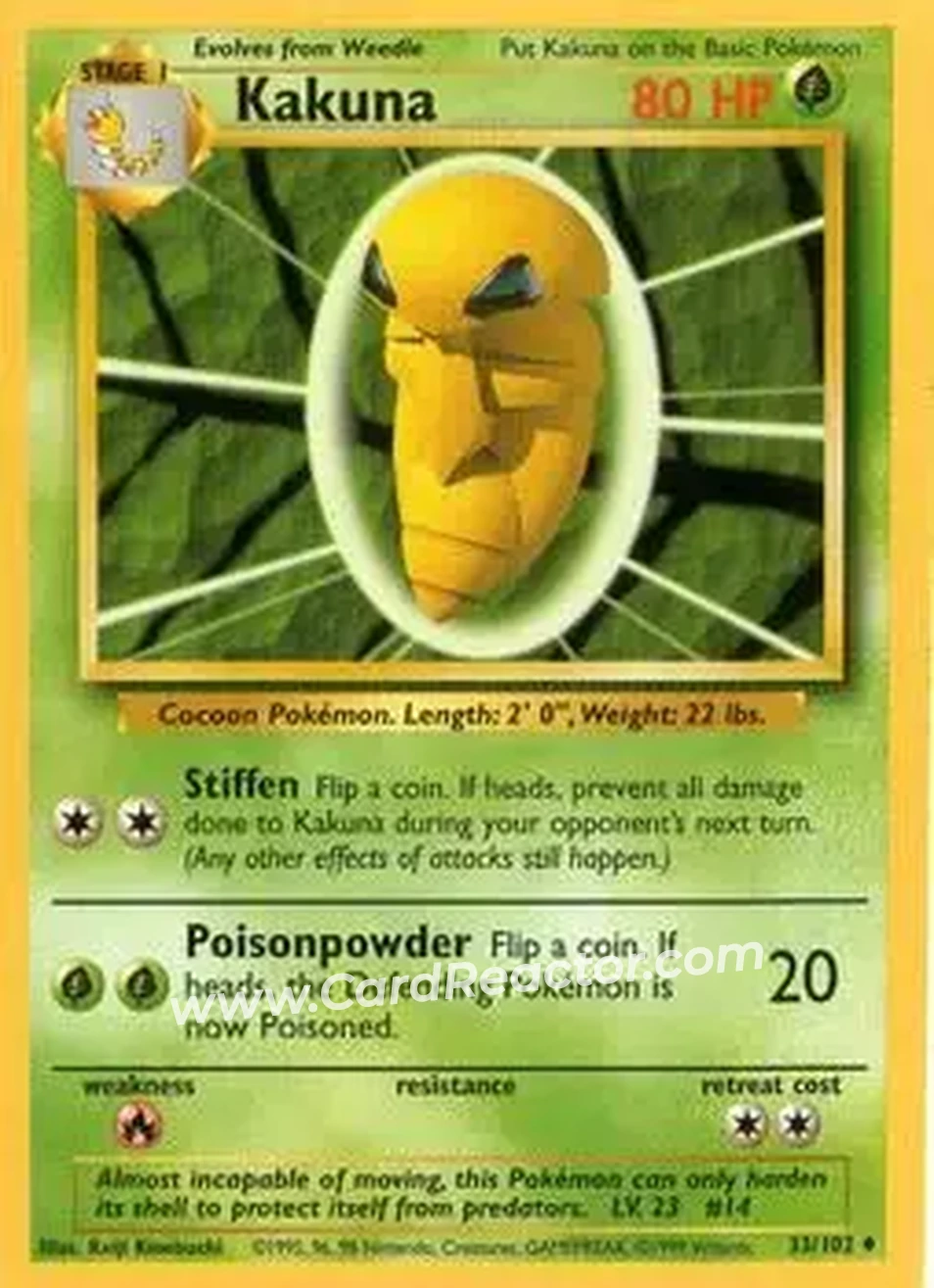 1999 Pokemon Base Set #33/102 - Kakuna