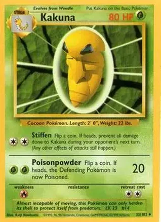 1999 Pokemon Base Set #33/102 - Kakuna