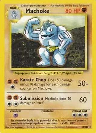 1999 Pokemon Base Set #34/102 - Machoke