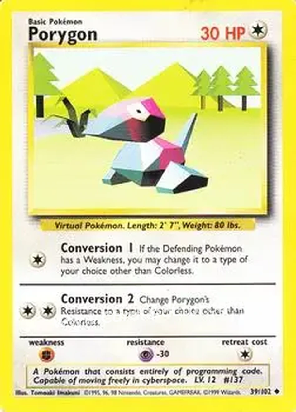 1999 Pokemon Base Set #39/102 - Porygon
