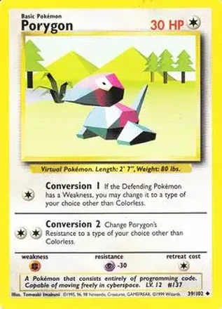1999 Pokemon Base Set #39/102 - Porygon