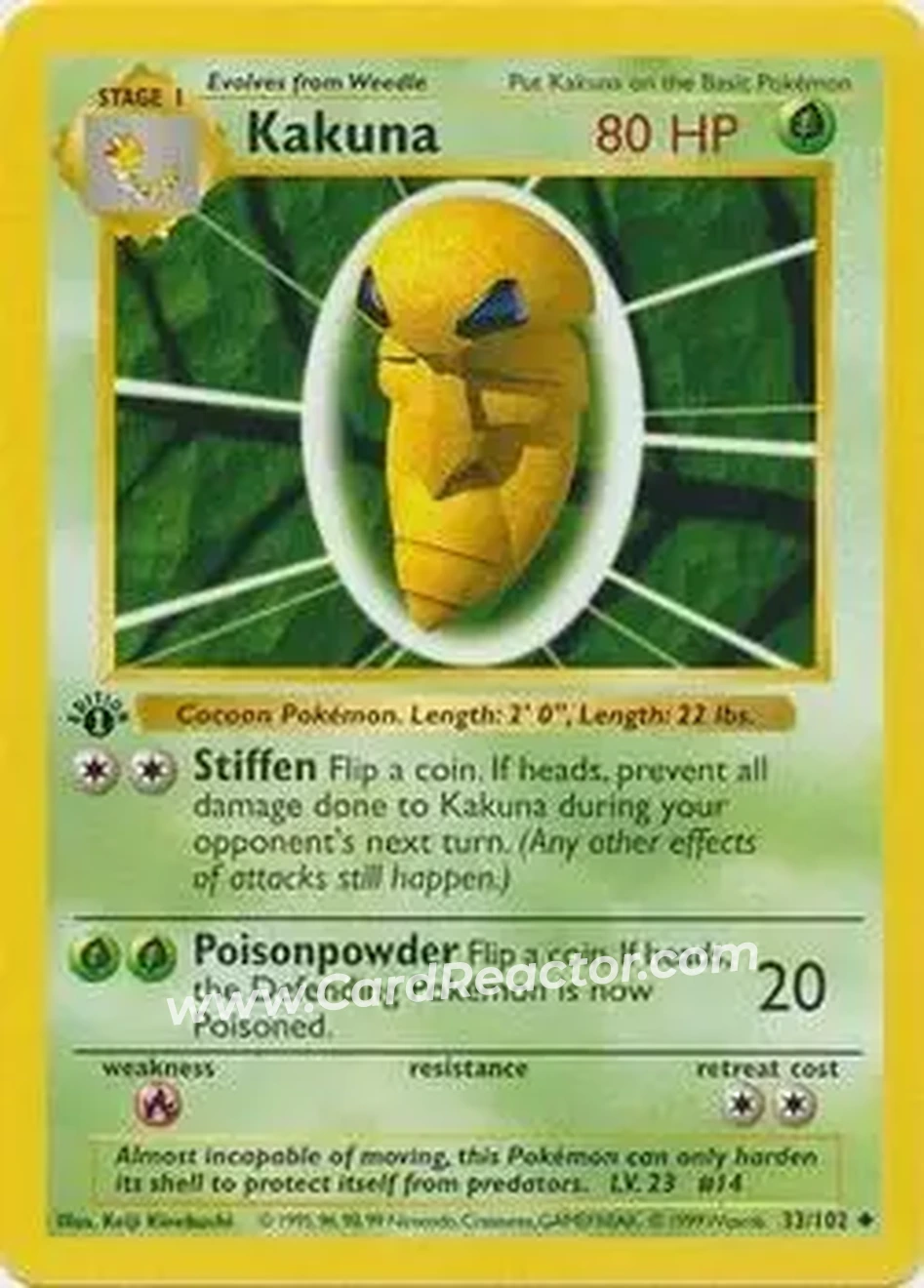1999 Pokemon Base Set 1st Edition #33/102 - Kakuna