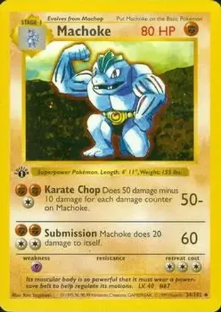 1999 Pokemon Base Set 1st Edition #34/102 - Machoke