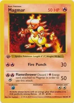 1999 Pokemon Base Set 1st Edition #36/102 - Magmar