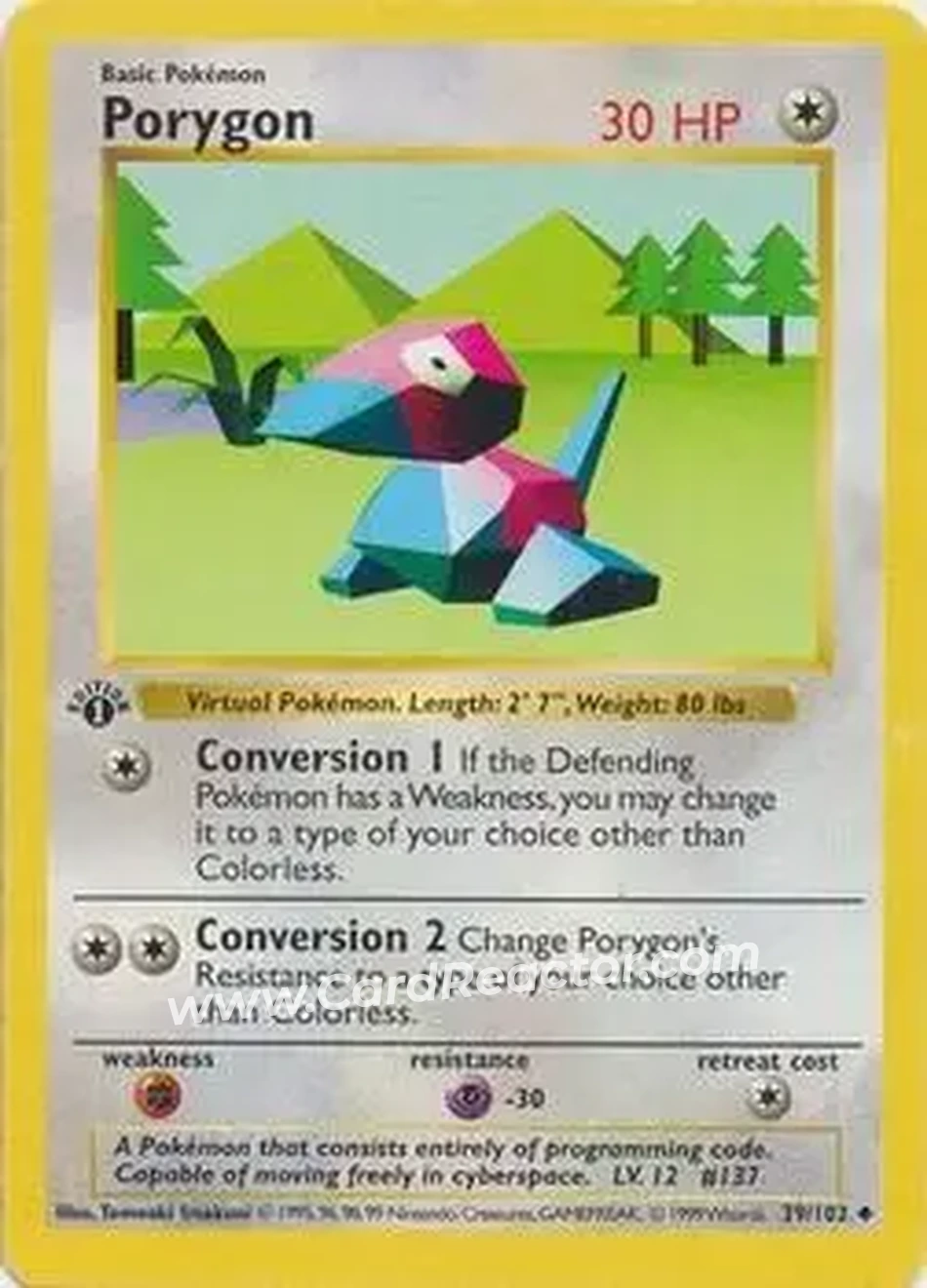 1999 Pokemon Base Set 1st Edition #39/102 - Porygon
