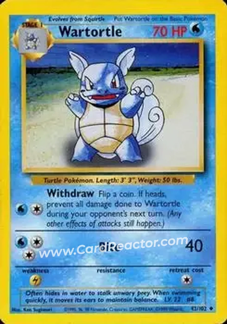 1999 Pokemon Base Set #42/102 - Wartortle