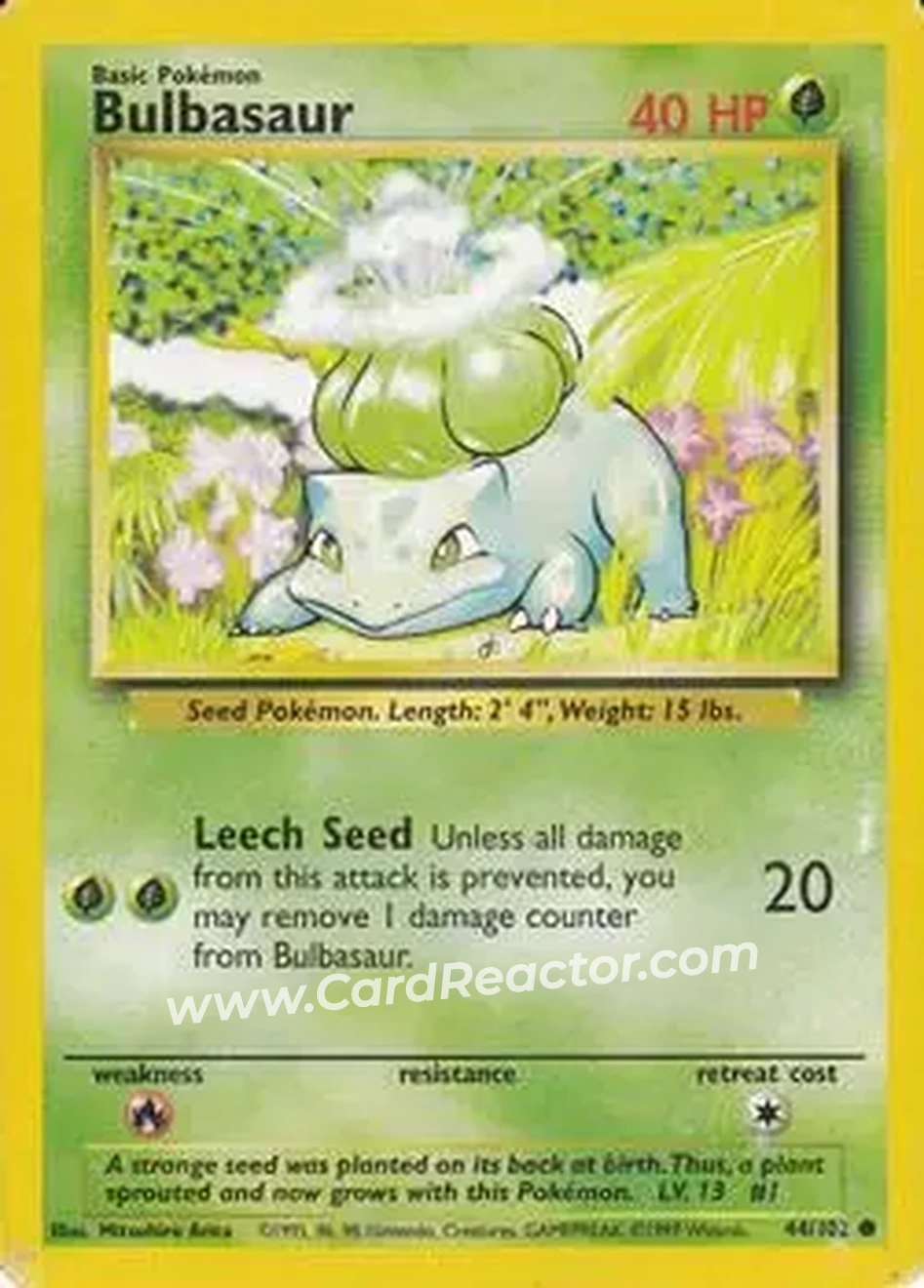 1999 Pokemon Base Set #44/102 - Bulbasaur